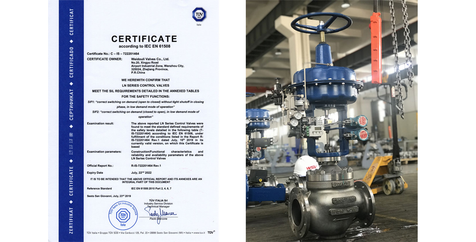 Weidouli Control Valves Have Sil Qualification.
